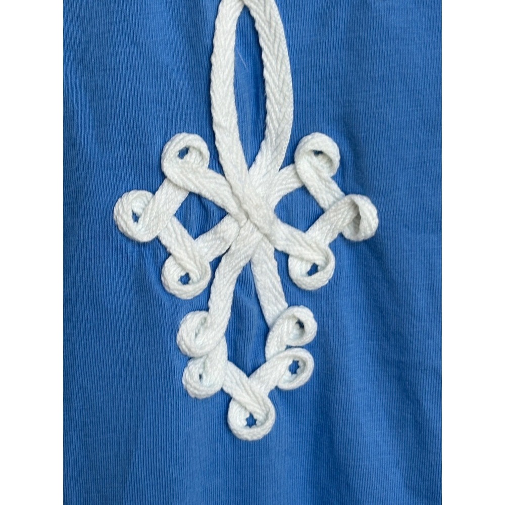 Lilly Pulitzer Blue Pima Cotton Soutache V-Neck Short Sleeve Shift Dress Small - Picture 5 of 6
